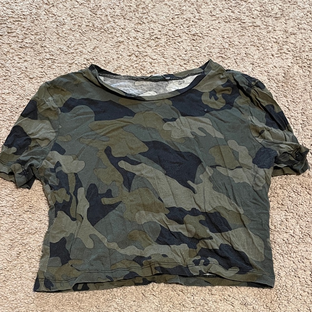 Zara Camouflage Crop Top - Green and Black